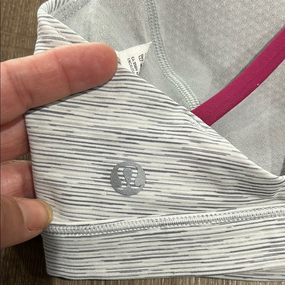 Like new - LULULEMON Free To Be Serene Sports Bra - Wee Stripe / Magenta Purple - Picture 7 of 7
